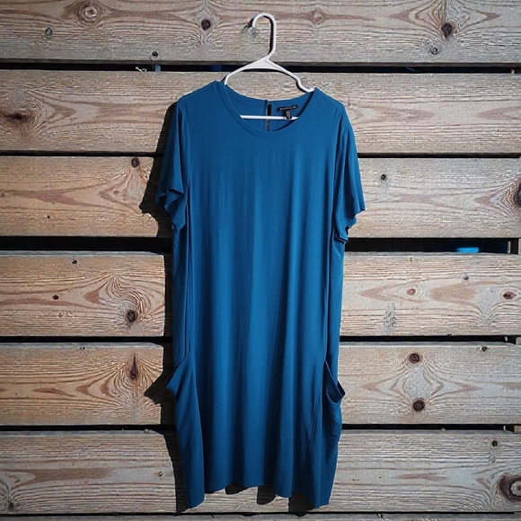 Eileen Fisher Blue Midi Dress - Picture 4 of 8